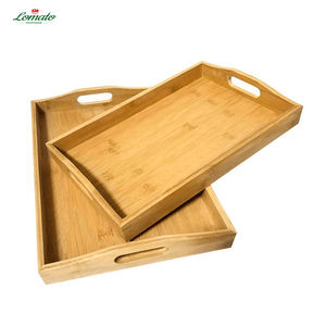 Plateau à thé rectangulaire solide de ménage de palette en bois de bambou écologique et plateau de tasse d'eau plateau en bois - Product Image 3