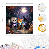 CHENISTORY Peinture par numéros DIY, motif Halloween, Chat Sorcier, pour adultes, cadeau DIY