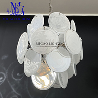 Lampu Gantung Vintage Abad Pertengahan Prancis, Kaca Berbentuk Awan Putih Bertumpuk, Mewah untuk Ruang Tamu, Ruang Makan, Kamar Tidur di Villa.