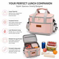 Sac isotherme pour déjeuner en Oxford durable avec logo personnalisé imprimé, sac isotherme rose pour le stockage des aliments, pour pique-nique en plein air