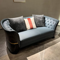 Canapé en cuir italien de luxe léger, nouvelle collection 2024, ensemble combiné en U de style mid-century, haut de gamme, personnalisé pour grand salon