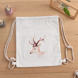 Mochila de algodón de lona de alta calidad con bolsa con cordón, nueva moda, logotipo impreso personalizado, Asa de cuerda promocional - Product Image 4