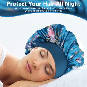 Gorro de satén Roybens para mujer, talla grande, con banda elástica para cabello rizado y trenzas, gorro para dormir, uso doméstico - Product Image 2