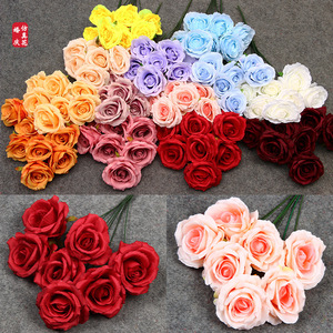 Bouquet de roses artificielles en soie, 7 têtes, décoration de mariage, accessoires pour la maison - Product Image 1