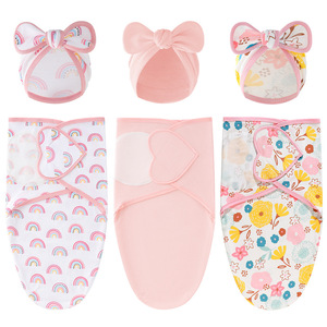 Bông Thương Mại Điện Tử Trẻ Sơ Sinh Quấn Ấn Độ Bow Hat Mùa Xuân Mùa Thu Trẻ Sơ Sinh Túi Ngủ Với Phòng Giao Hàng Bọc - Product Image 5