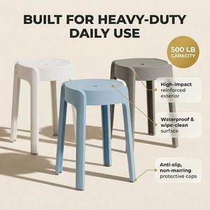 Simple Restaurant High Chair with Thickened Bench Plastic <b>Stool</b> Stackable Ottoman <b>for</b> Indoor Outdoor <b>for</b> Hotel School Home Use - Product Image 4