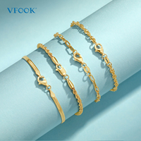 Cadena de Joyería VFOOK, Cadena de Cuerda Hueca y Sólida, Cadena de Serpiente Plana de Oro Sólido Real de 14K y 18K para Mujer