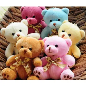 10cm niedlichen weichen Mini-Spielzeug Plüsch Teddybär Schlüssel anhänger Mode kleine gefüllte weiche Miniatur Teddybär Plüsch Schlüssel bund Anhänger