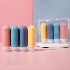 Wholesale Foldable Reusable Unbreakable Silicone Dispensing Bottle Set Four-in-One Outing Lotion Shampoo <b>Shower</b> Gel Cosmetic - Product Image 2