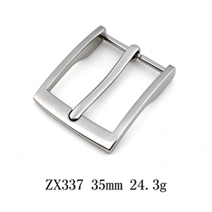Satin <b>Silver</b> Taper Square Pin <b>Buckle</b> 35mm Brushed Zinc Alloy Hardware Custom Color for Minimalist Leather <b>Belt</b> Supply - Product Image 1