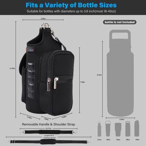 Sac de transport portable personnalisé pour bouteille d'eau de sport, support magnétique, pochette étanche en néoprène pour téléphone, porte-monnaie, accès à l'écran transparent - Product Image 3