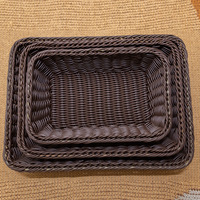 Boîte de rangement pour pain et en-cas aux fruits, plateau de service rectangulaire en rotin, panier tissé en plastique