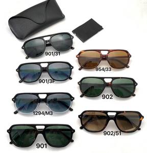 最新イタリアデザインサングラス高品質レザーケースユニセックスファッショナブルUV400シルバーレンズアセテートフレームデザイナーサングラス - Product Image 5