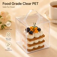Boîte à gâteau portable transparente en PET de 3/4 pouce avec poignée, pour desserts, cupcakes, mousses, pâtisseries, à emporter, contenant cadeau