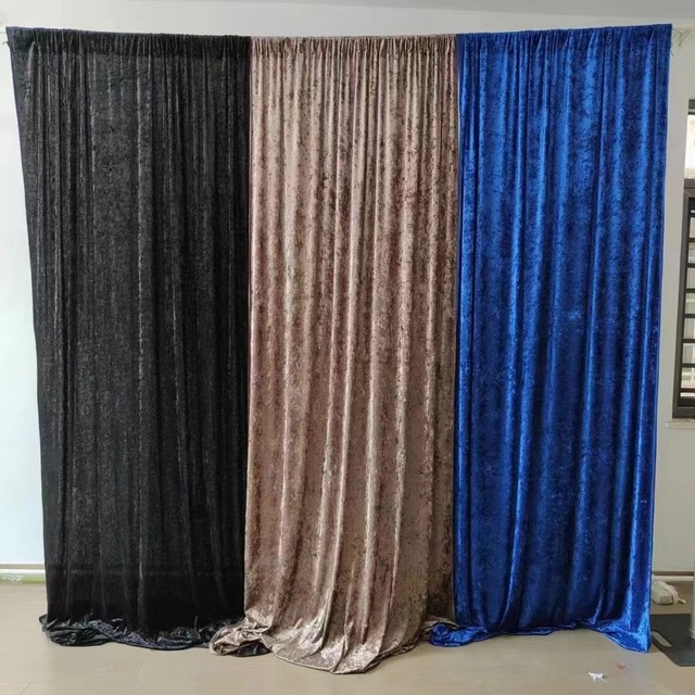 Wholesale Luxury 5 FT*16 FT Purple Gold Burgundy Emerald Green Black Red Wedding Banquet Events Velvet Backdrop Drape