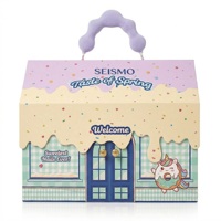 Boîte en forme de maison en papier personnalisée pour le rangement de cosmétiques, bonbons, maquillage, vernis à ongles, coffret cadeau beauté portable