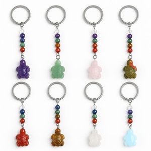 Neuer Modischer Schildkrötenförmiger Kristall-Edelstein-Anhänger 7 Chakra Kette Schlüsselanhänger Handwerk Unisex Schmuck Party Taschendekoration Geschenk - Product Image 5