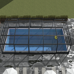 <span class=keywords><strong>Véranda</strong></span> <span class=keywords><strong>rétractable</strong></span> à toit vitré isolant avec cadre coulissant au design moderne, pour serre, moulures inclinées pour villas, couverture de <span class=keywords><strong>piscine</strong></span> - Product Image 4