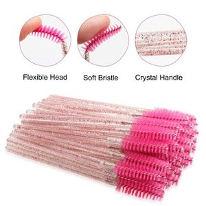 50 pièces/paquet, vente en gros, brosses à mascara en plastique, brosses à cils brillantes en cristal, brosses à mascara pour les cils - Product Image 3