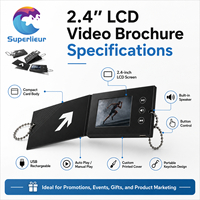 Superlieur Ultra Slim Portable, carte de visite vidéo LCD de 2,4 pouces, format carte de crédit, pour la promotion de marques de luxe