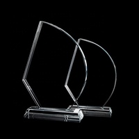 Trophées et récompenses en cristal transparent personnalisés en forme de couteau, plaque en verre vierge, vente en gros d'usine