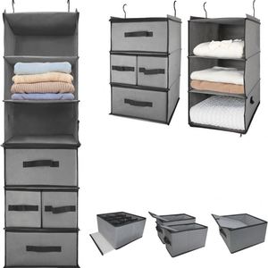 <b>6</b>-layer Non Woven Saving Foldable <b>Drawers</b> Collapsible Shelves Hanging Closet Organizer for Wardrobe Sweater Cloth Handbag Floor - Product Image 1