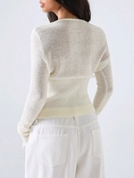 Cardigan en dentelle pour femme, tricoté, élégant, style coréen, coupe ajustée, décontracté, automne, rétro, patchwork, col en V, crop top