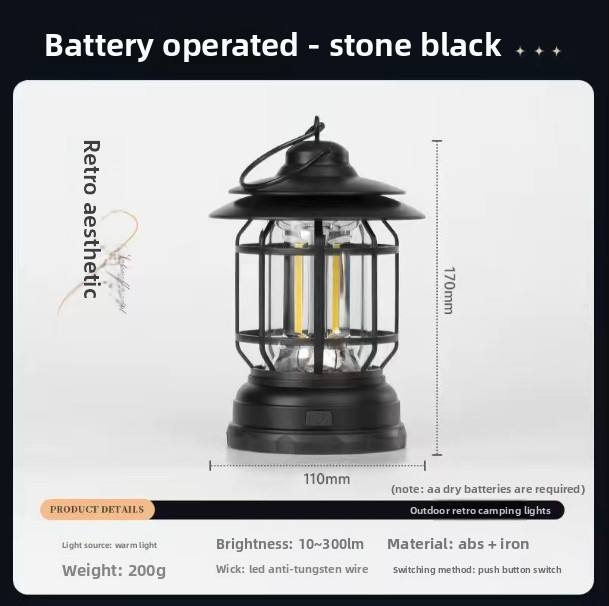 Retro lantern battery-black