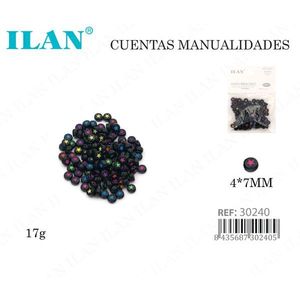 Perline Artigianali Iln 4x7mm Multicolore a Stella su Sfondo Nero per Lavori Manuali - Product Image 3