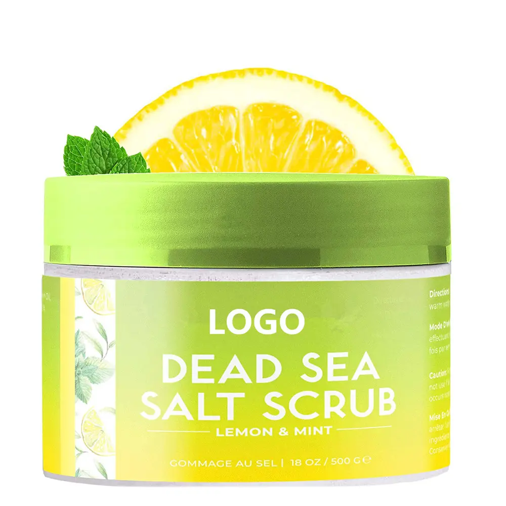 Private Label Naturali Esfoliante Lemon & Menta Sale del Mar Morto Viso e Corpo Scrub