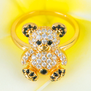 Trendy Italian Zirconia <b>Cocktail</b> <b>Rings</b> 21k <b>Gold</b> Plated Adjustable Fashion Bears <b>Ring</b> for Women Event Party - Product Image 4