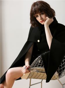 Christmas Plus Szie Autumn <strong>Winter</strong> <strong>Coat</strong> Woman Lapel Double Breasted Loose Red Women Short <strong>Cape</strong> <strong>Coat</strong> - Product Image 6