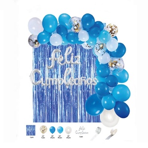 Fournitures de fête OEM, kit de ballons en latex chromé perlé espagnol « Feliz Cumpleanos », rideau métallique brillant pour la décoration de fête d'anniversaire - Product Image 3