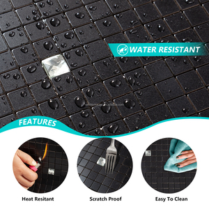 Azulejos Adhesivos para Baño y Cocina, Resistentes al Agua, Negros, Autoadhesivos, de PVC, Mosaico, para Paredes Interiores y Sala de Estar, Fáciles de Instalar - Product Image 2