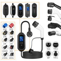 Nouveau chargeur EV portable de type 2, 16A, 3,5KW, prise Schuko, IP67, écran LCD, courant réglable, câble de charge domestique