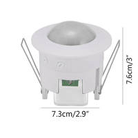 Détecteur de mouvement infrarouge PIR 360 degrés 1200W encastré au plafond avec lumière ambiante réglable et garantie de 2 ans