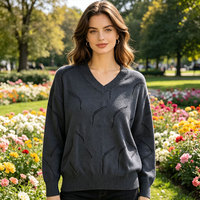 Pull en tricot à col en V pour femme, en tissu de laine respirant, style coréen personnalisé