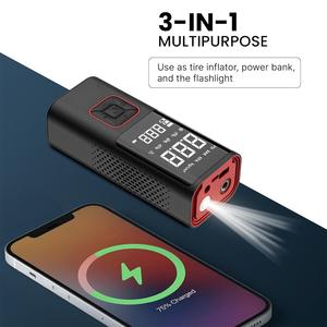 Draagbare compressoren MINI draadloze bandenpomp luchtcompressor voor auto fiets bal met powerbank LED-lamp 2000mAh*3 - Product Image 3