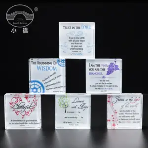 New Factory Direct Christmas Gifts Cheap Custom Color Printing Glass Cube Crystal Block For Love Gifts