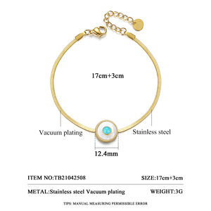 SP-LAM อินเทรนด์เสน่ห์สแตนเลส<span class=keywords><strong>2021</strong></span>ผู้หญิงหรูหราปรับ Dainty เชื่อมโยงห่วงโซ่สร้อยข้อมือสีฟ้าครามกำไลข้อมือ - Product Image 2