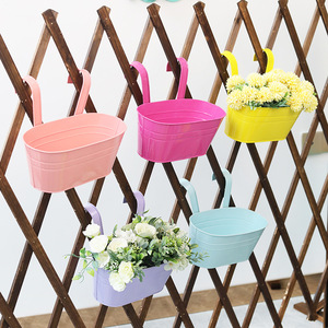 Vaso da Fiori Ovale <span class=keywords><strong>in</strong></span> <span class=keywords><strong>Ferro</strong></span> <span class=keywords><strong>Battuto</strong></span> con Doppio Gancio Rimovibile, Vaso Sospeso per Balcone, Vaso per Piante Verdi - Product Image 4