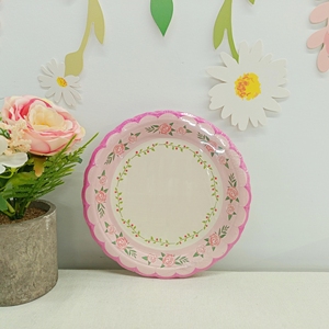 Vaisselle de fête du thé DAMAI, décorations de table, thème floral, assiette d'anniversaire, vaisselle jetable à thème rose, gobelets en papier, serviettes - Product Image 4