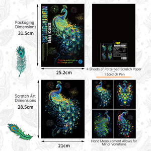 4 Sheets Scratch Giấy Art Set Cho Trẻ Em Người Lớn Ma Thuật Cầu Vồng Scratchboards Cho DIY Nghệ Thuật Và Thủ Công Bộ Dụng Cụ Giáng Sinh Món Quà Sinh Nhật - Product Image 3
