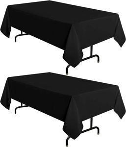 Black Solid Pattern Durable Tablecloth 60x102 Inch 6 Feet Stain/Wrinkle Resistant Washable <b>Table</b> Cover for - Product Image 1