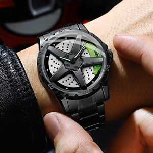 Binbond Men's Quartz Watch Stainless Steel Band Chronograph Car Wheel Hub Dial Design 12mm Thickness Waterproof - Product Image 2
