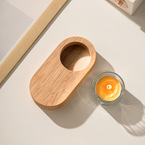 2024 nouveau bougeoir en bois elliptique Simple bougeoir à bougie chauffe-plat minimaliste bougeoir en bois - Product Image 2