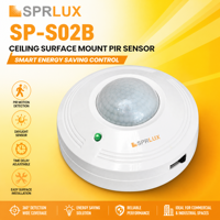 Détecteur de mouvement PIR pour plafond, détection à 360°, portée de 6 m, étanche IP44, temporisation réglable pour utilisation intérieure/extérieure