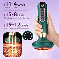 Masseur électrique intelligent 12 niveaux Gua Sha à ventouses, avec contrôle de la chaleur par lumière rouge et aspiration sous vide, pour usage domestique et professionnel, pour le remodelage corporel