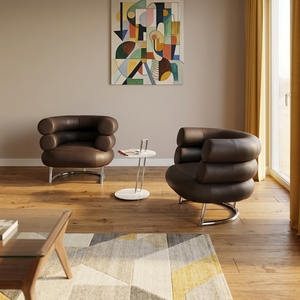 <b>Retro</b>-Modern Accent Chair Bold Tubular Metal Frame Plush Sponge Seat <b>Cushion</b> Curved Rolled Arm Design for Living Spaces - Product Image 3