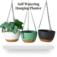 Pots de jardin auto-arrosants, jardinières suspendues avec système de drainage, pots à fleurs en plastique pour plantes d'intérieur et d'extérieur
